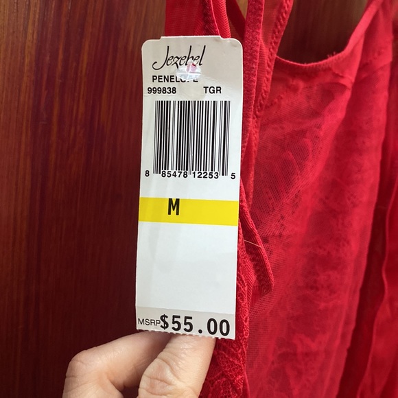 NWT 2 x Jezebel Penelope Lace & Mesh Teddy size M color Red and White - Picture 10 of 16